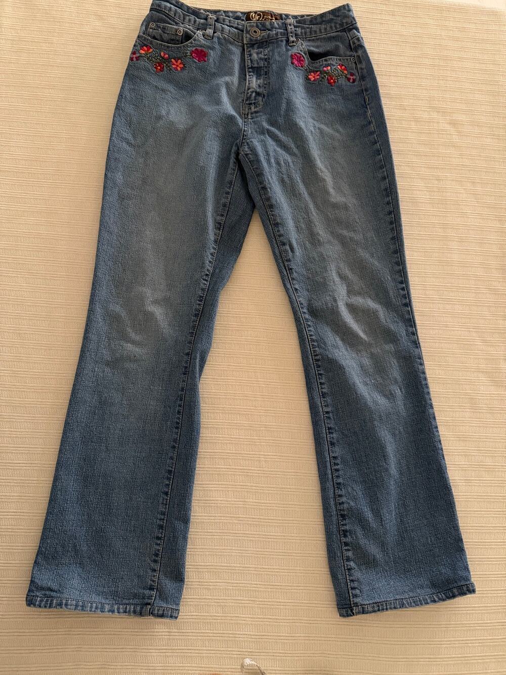 Rafaella RF Vintage Jeans Floral Embroidered Bootcut Denim Jeans Size 6 SKU1132